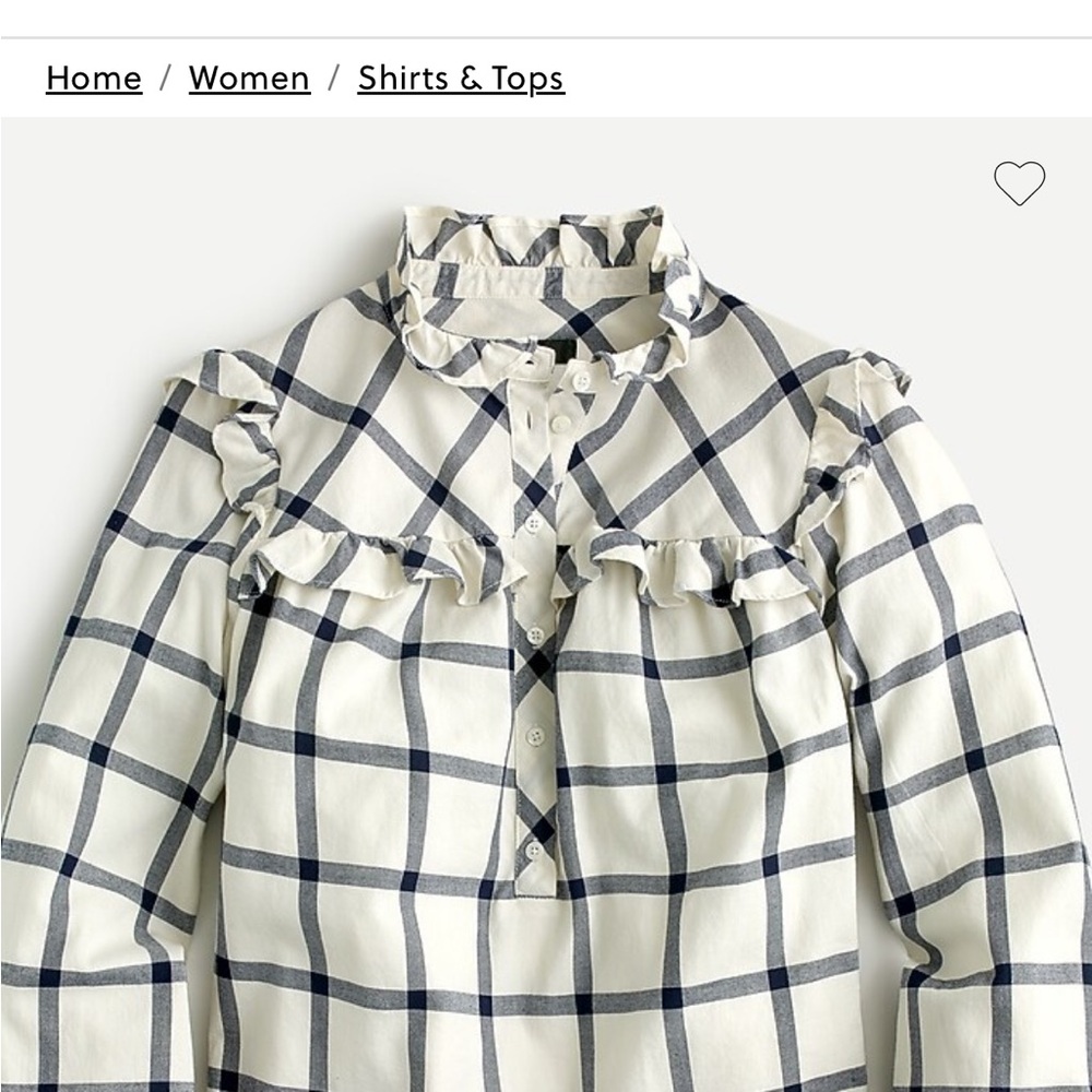 JCrew Ruffle Popover Top in Flannel